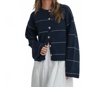 NEW BUTTERMELON nova button front striped cardigan in blue